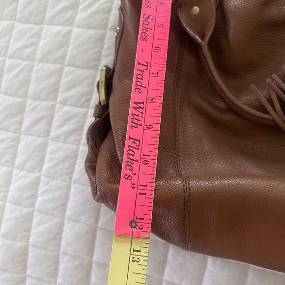 RAFE NEW YORK Tote Bag Womens Large Brown Leather Drawstring Tassel Boho Purse - Picture 4 of 13